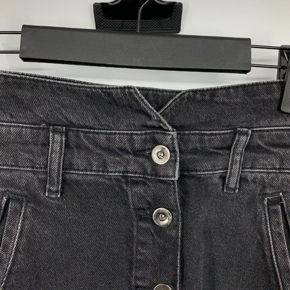 Anthropologie Pilcro Skirt Black Denim Button Front Paperbag Waist - Picture 6 of 14